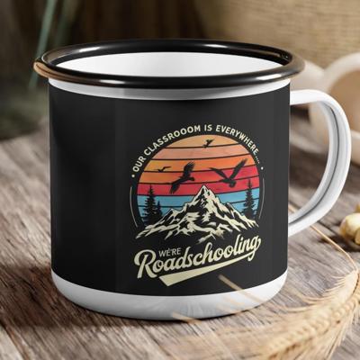 Roadschooling Enameled Camp Mug, Homeschool Travel Mug
