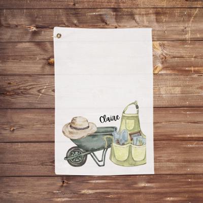 Clip-On Gardening Towel Watercolor Design
