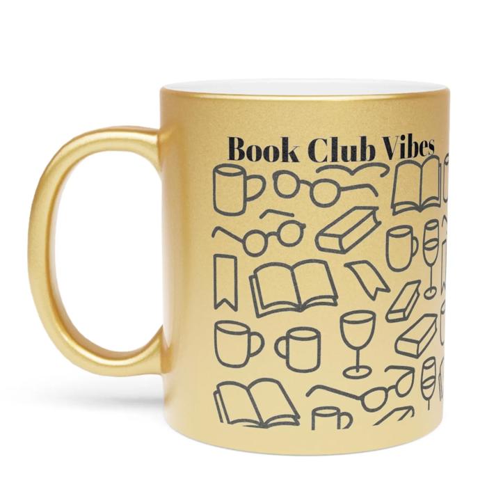 Book Club Vibes Metallic Gold or Silver Book Lover Coffee Cup