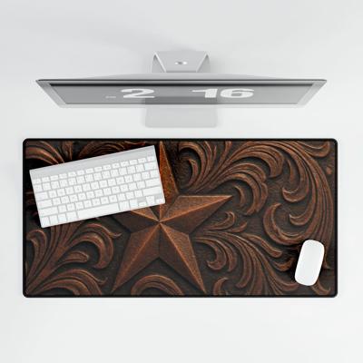 Tooled Leather-Look Western Star Desk Mat/Gaming Pad