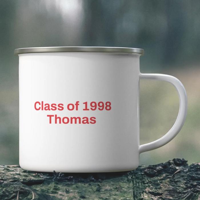 Custom Texas Tech Enamel Mug, Personalized College Grad Gift, Choose Your School