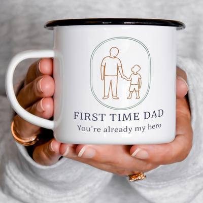 First Time Dad Enamel Mug, New Dad Gift from Baby