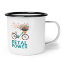  Enamel Camp Mug Floral Bike Design, Petal Power  Mug with Black Rim