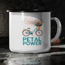  Enamel Camp Mug Floral Bike Design, Petal Power  Mug with Black Rim
