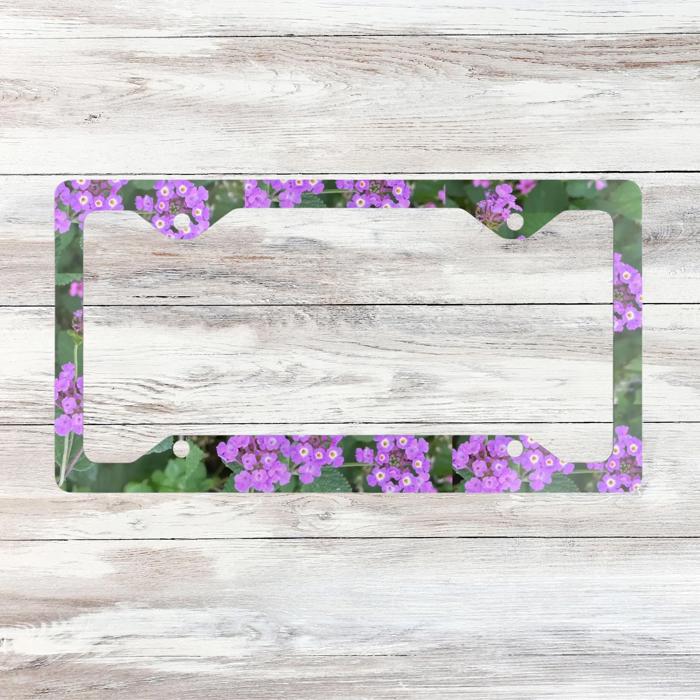 Purple Lantana License Plate Frame