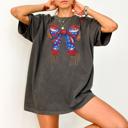  Western Leather-Look Patriotic Bow Comfort Colors Tee,