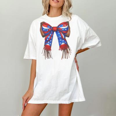 Western Leather-Look Patriotic Bow Comfort Colors Tee,
