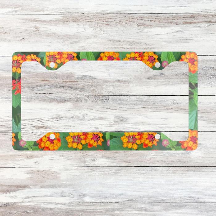 Orange Lantana License Plate Frame