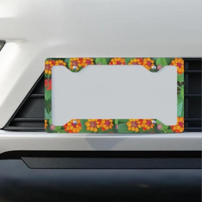 Orange Lantana License Plate Frame