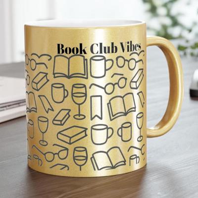Book Club Vibes Metallic Gold or Silver Book Lover Coffee Cup