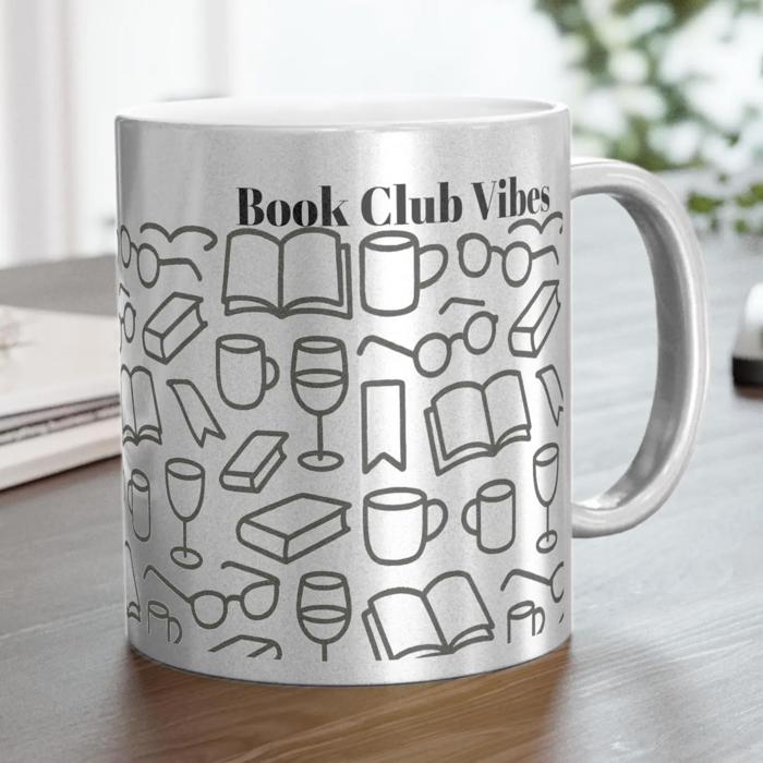 Book Club Vibes Metallic Gold or Silver Book Lover Coffee Cup