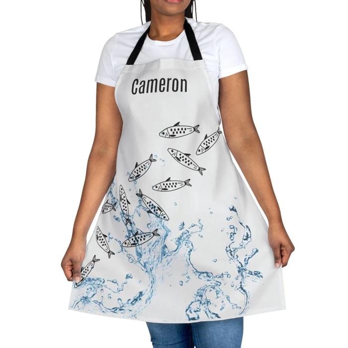 Jumping Fish Apron, Coastal Cooking Gift for Men