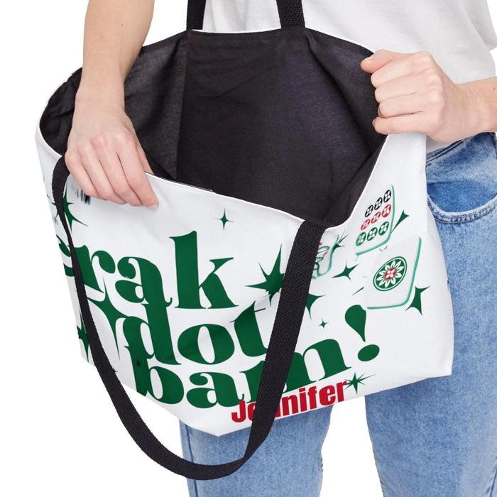 Mah Jongg Custom Carry Bag "Crak Dot Bam" for Tiles Racks Mat Card and Money Pouch