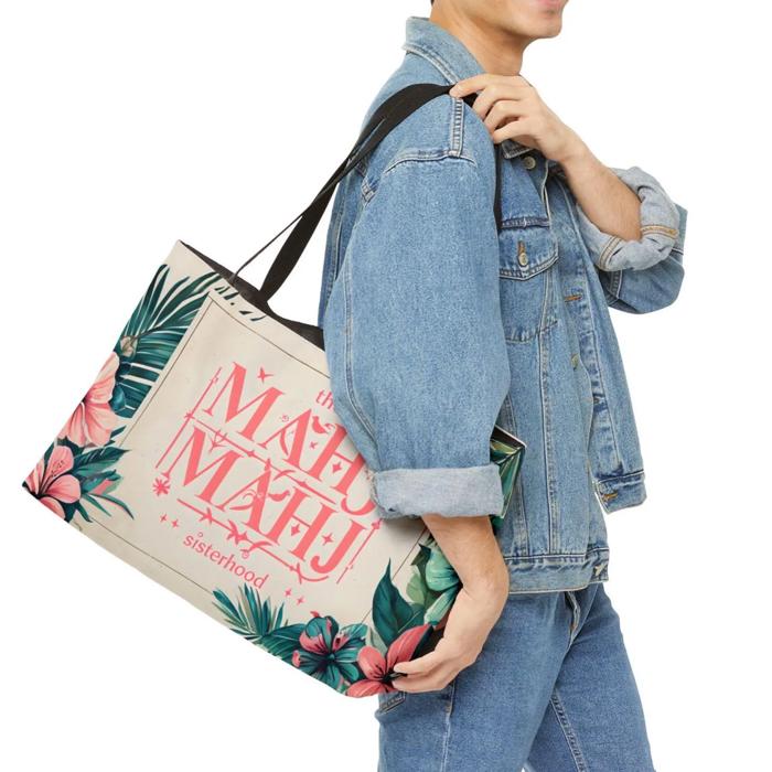 Mah Jongg Custom Tropical Flowers Carry Bag for Game Night Gear