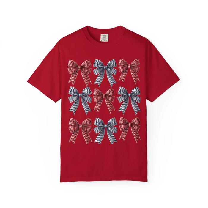 Patriotic Bows Comfort Colors Cute Coquette Tshirt