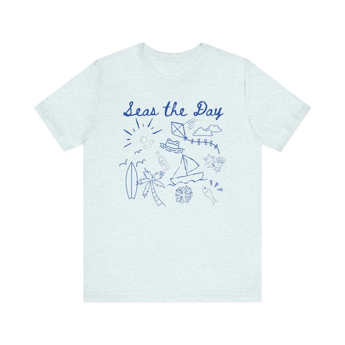 Seas the Day Summer Beach Design Short Sleeved T-Shirt