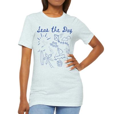 Seas the Day Summer Beach Design Short Sleeved T-Shirt