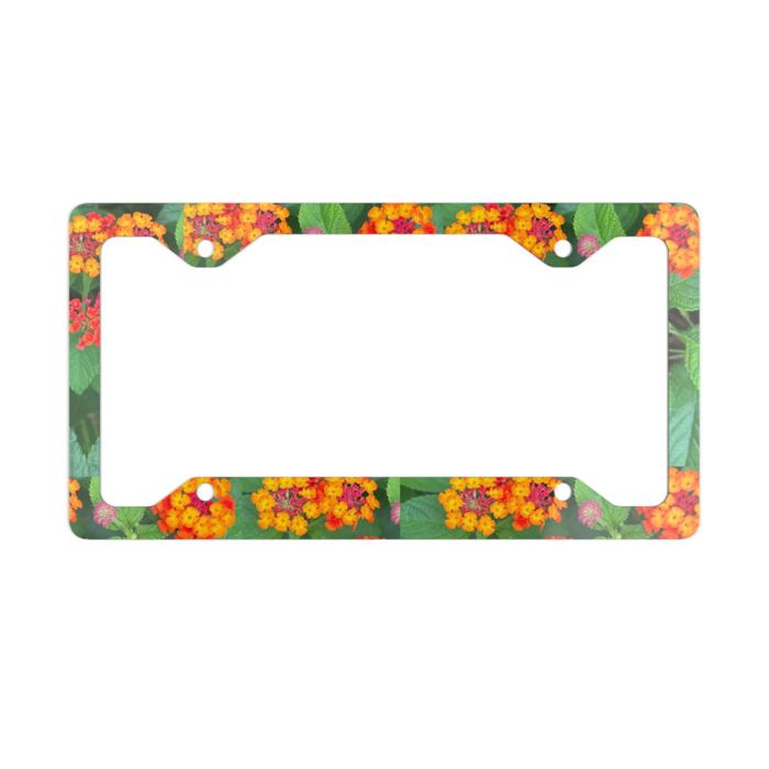 Orange Lantana License Plate Frame