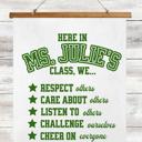  Custom Teacher Class Rules Wood Topped Wall Tapestry