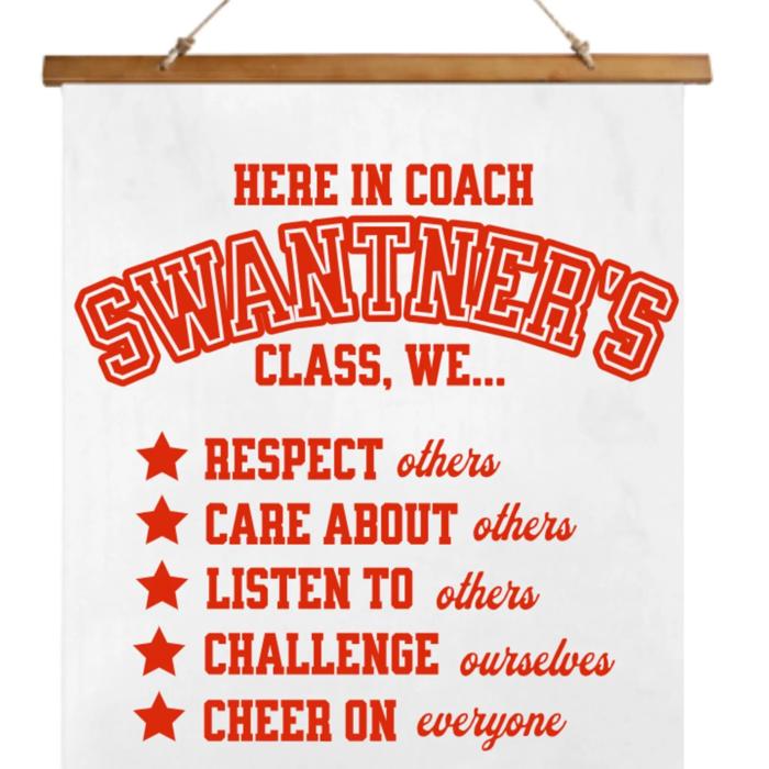 Custom Teacher Class Rules Wood Topped Wall Tapestry