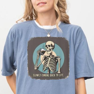 Skeleton Coffee Drinker Comfort Colors Tshirt for Caffeine Lovers
