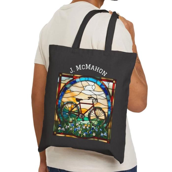 Cyclist Personalized Cotton Canvas Tote Bag