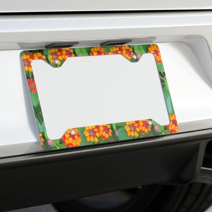 Orange Lantana License Plate Frame