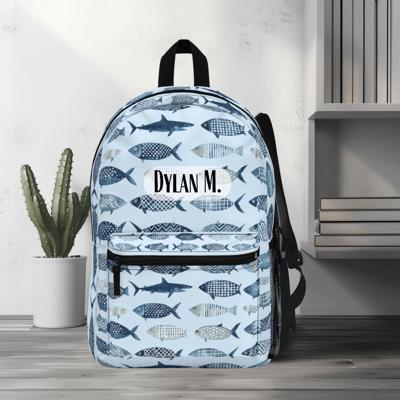 Cool Fish Pattern Personalized Blue Backpack