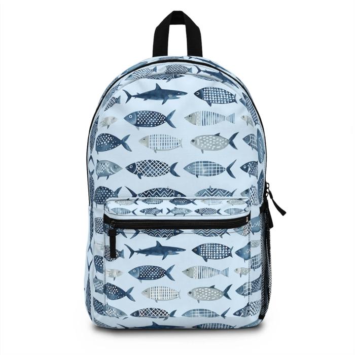 Cool Fish Pattern Personalized Blue Backpack