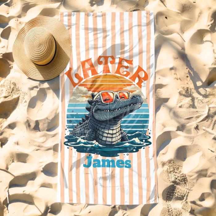 Later Gator Striped Beach Towel