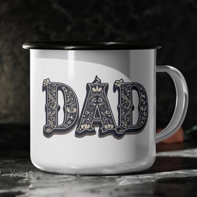 Western Dad Enamel Mug with Vintage Cowboy Style Font