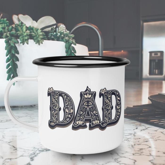 Western Dad Enamel Mug with Vintage Cowboy Style Font