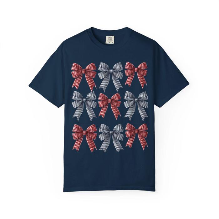 Patriotic Bows Comfort Colors Cute Coquette Tshirt