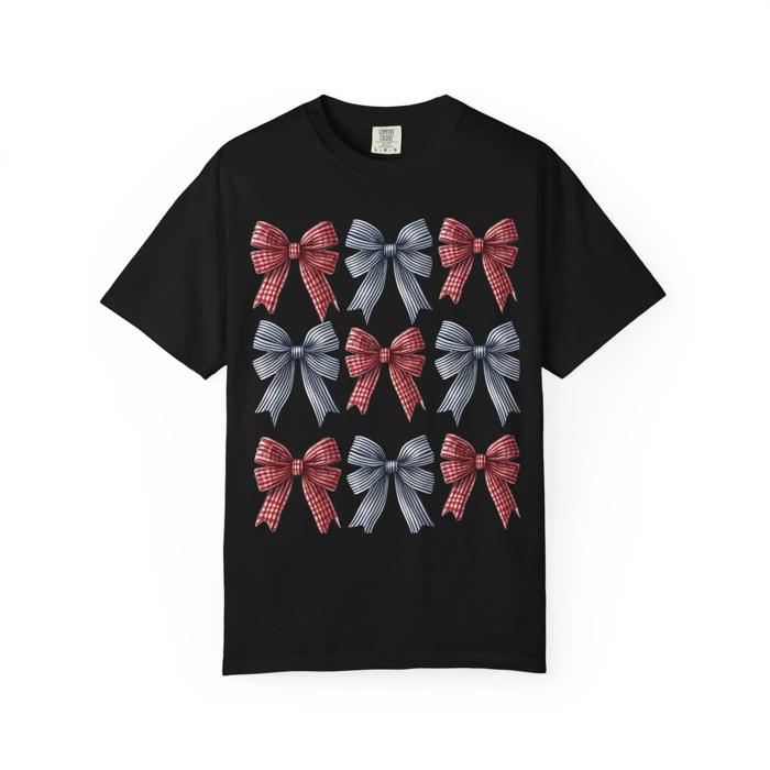 Patriotic Bows Comfort Colors Cute Coquette Tshirt