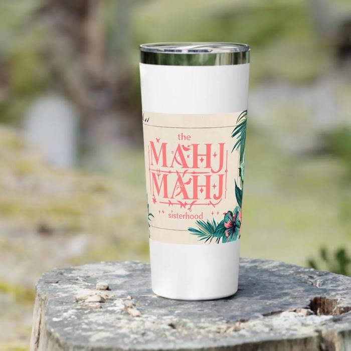 Mahjong Travel Mug "Mahj Mahj Sisterhood" 22oz Stainless Steel 