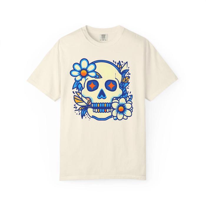 Girly Skull  Cute Halloween Comfort Colors Shirt,