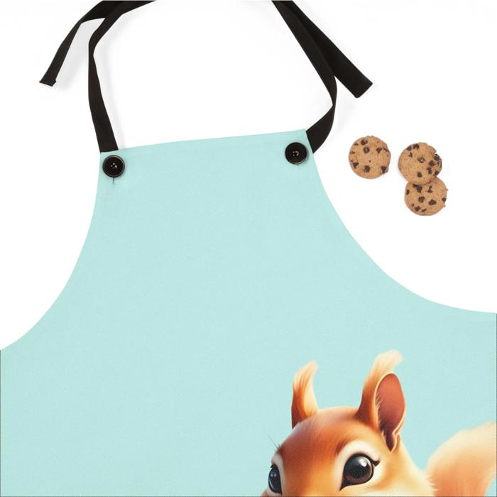 Squirrel Baker Kitchen Apron, Cute Mint Green Baking Apron for Kitchen Fun