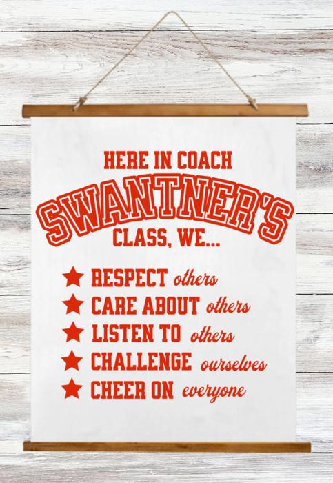 Custom Teacher Class Rules Wood Topped Wall Tapestry