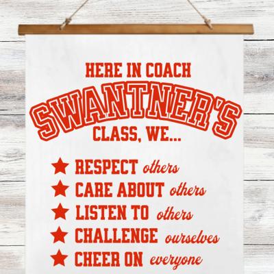 Custom Teacher Class Rules Wood Topped Wall Tapestry