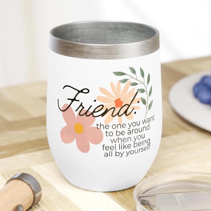 Best Friend Boho Floral Wine Tumbler