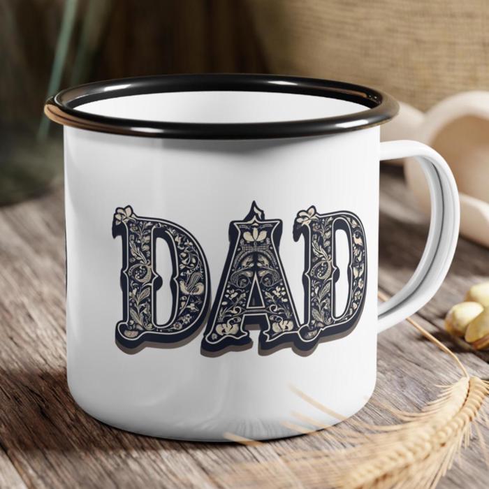 Western Dad Enamel Mug with Vintage Cowboy Style Font