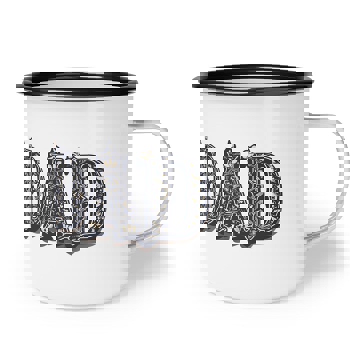 Western Dad Enamel Mug with Vintage Cowboy Style Font
