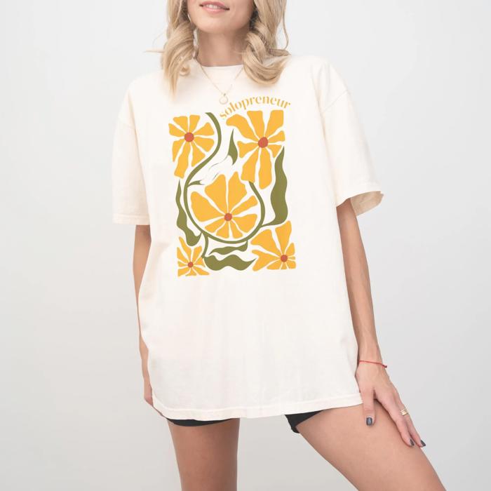 Solopreneur Comfort Colors T-Shirt, Boho Flower Shirt for Small Business Owners