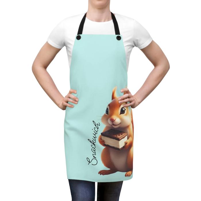 Squirrel Baker Kitchen Apron, Cute Mint Green Baking Apron for Kitchen Fun