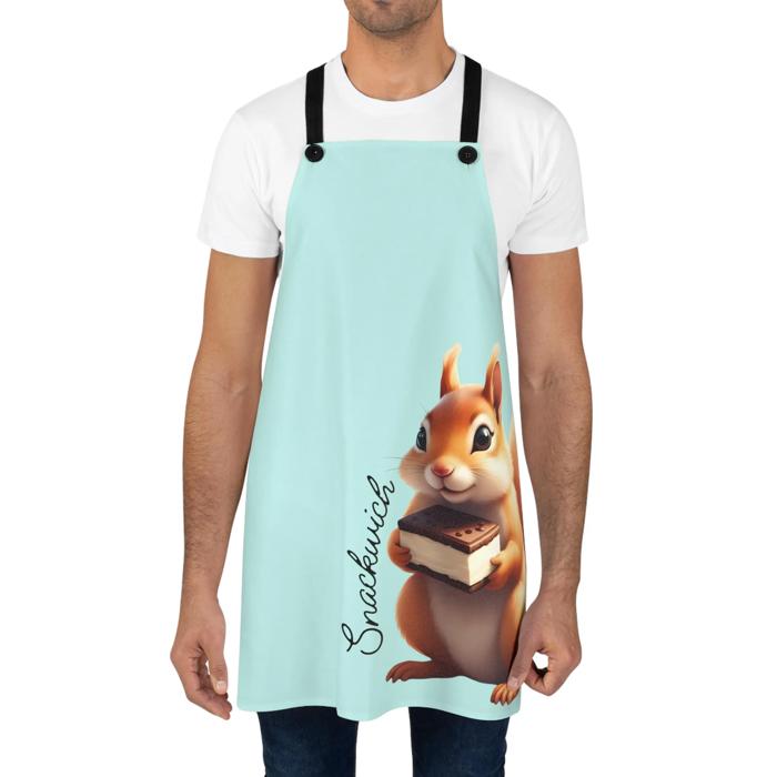 Squirrel Baker Kitchen Apron, Cute Mint Green Baking Apron for Kitchen Fun