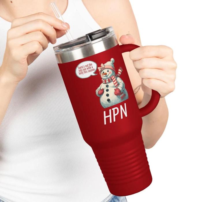 Pregnant at Christmas 40 oz Travel Mug, Mom to Be Oversized Tumbler