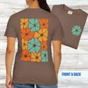  Retro Flower Block Comfort Colors Tee, Abstract Floral Front and Back