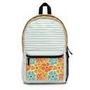  Boho Flowers and Stripes Custom Name Backpack