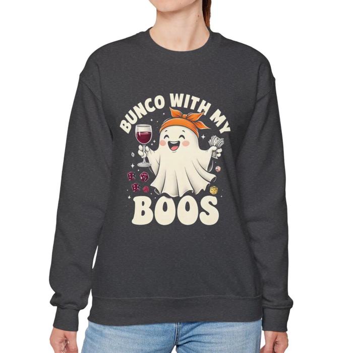Bunco With My Boos Halloween Sweatshirt, Cute Ghost Bunko Sweatshirt