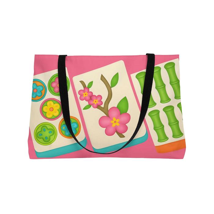 Big Tiles Mahjong Carry Bag, Mah Jongg Tote for Tiles Racks Cards and Coins, Mahj Hostess Gift Idea